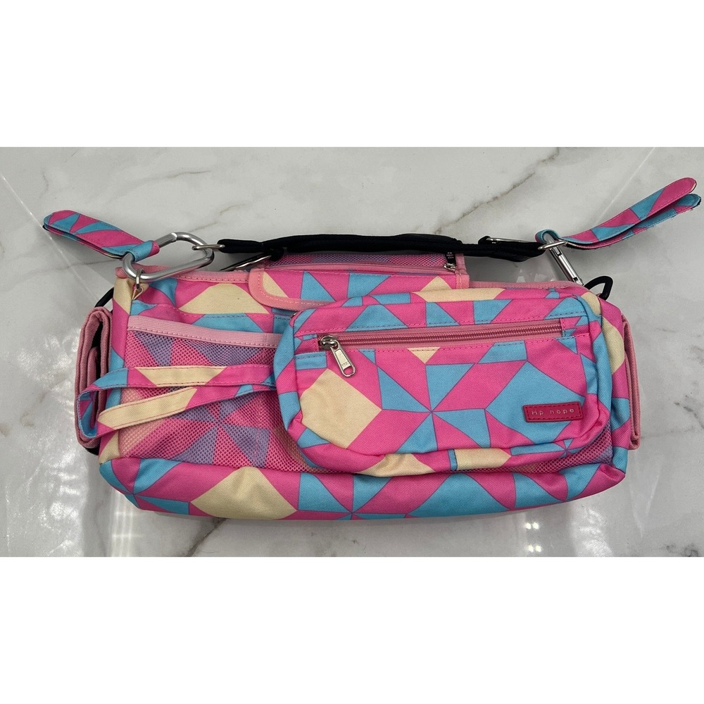 Hp hope Universal Stroller Organizer Bag Pink Blue Geometric Geometric Pattern